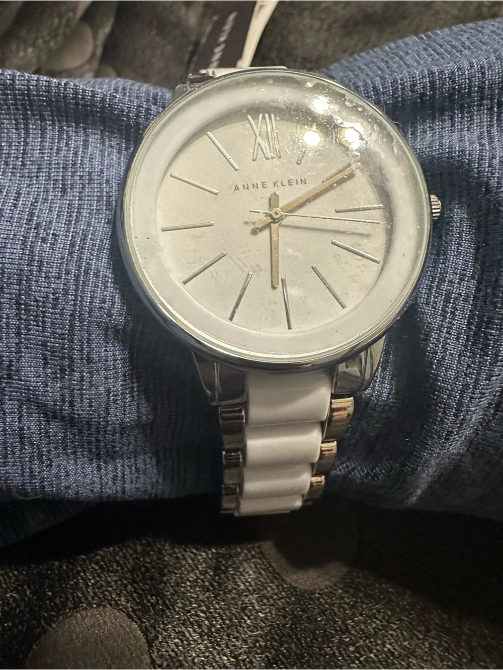 Anne Klein Silver & White Link Bracelet Watch | Classic Dress Watch